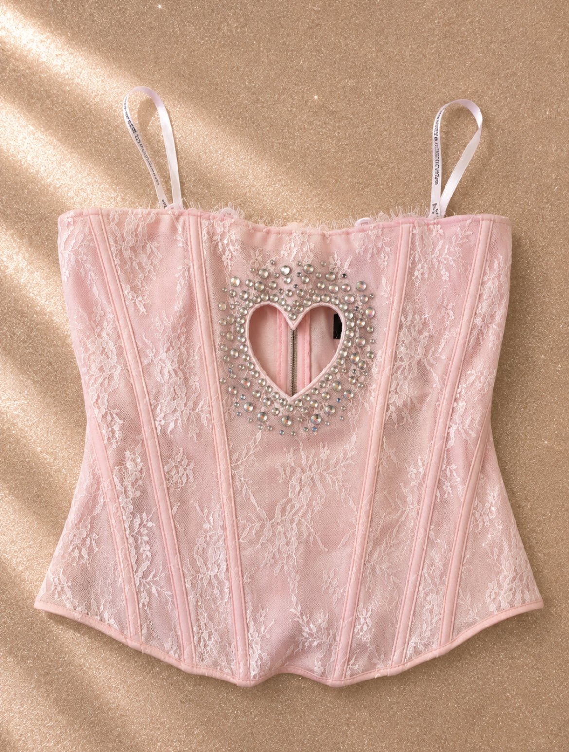 White Fox розов дантелен корсет с heart cut-out - Sunday West Boutique